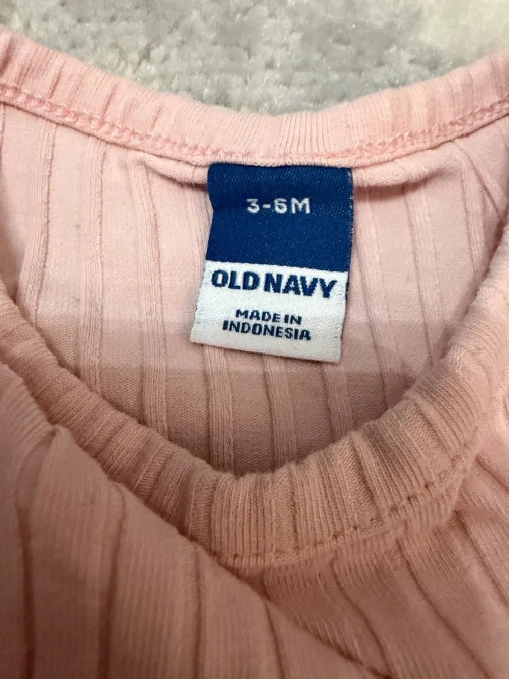 Old Navy Baby Girl 3-6M Pink Ribbed Long Sleeve Dress